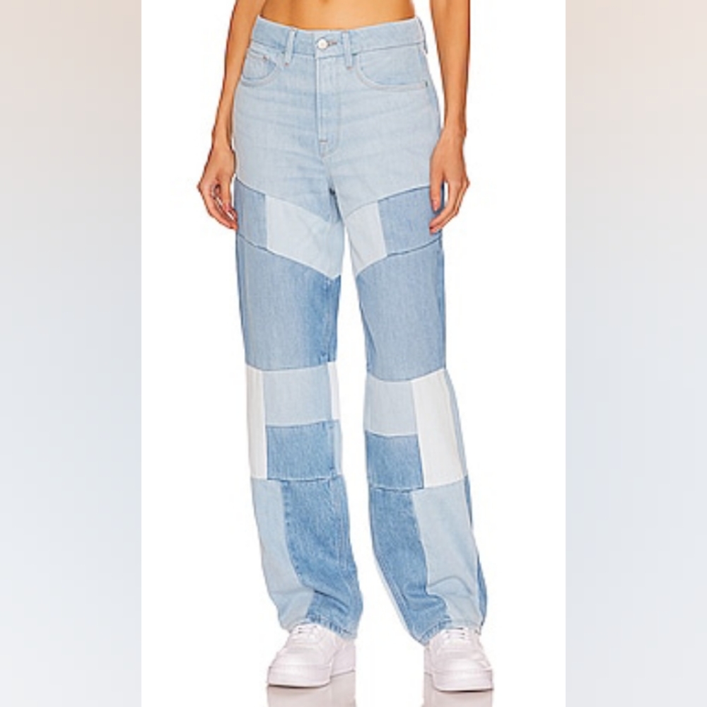 Good American 90's Patch Straight Leg High Rise Jean - Picture 2 of 13